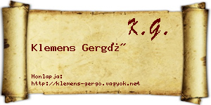 Klemens Gergő névjegykártya